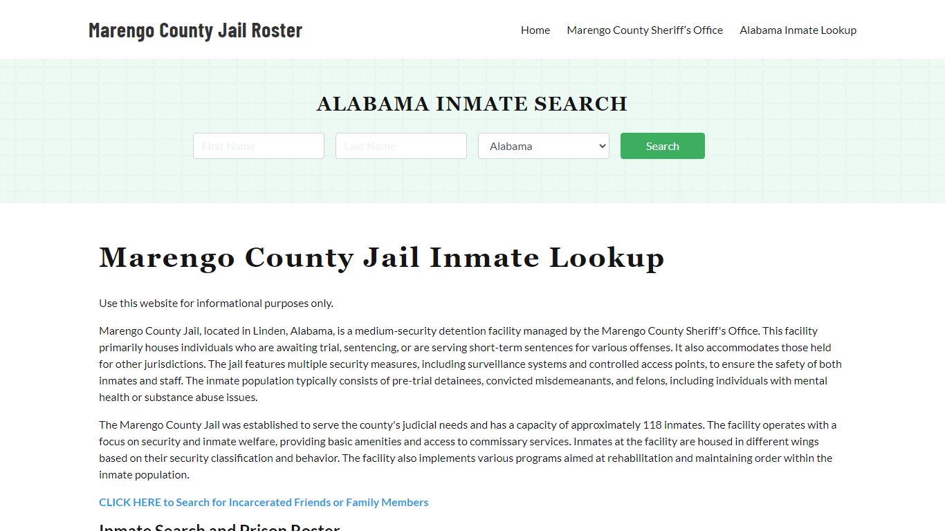 Marengo County Jail Roster Lookup, AL, Inmate Search